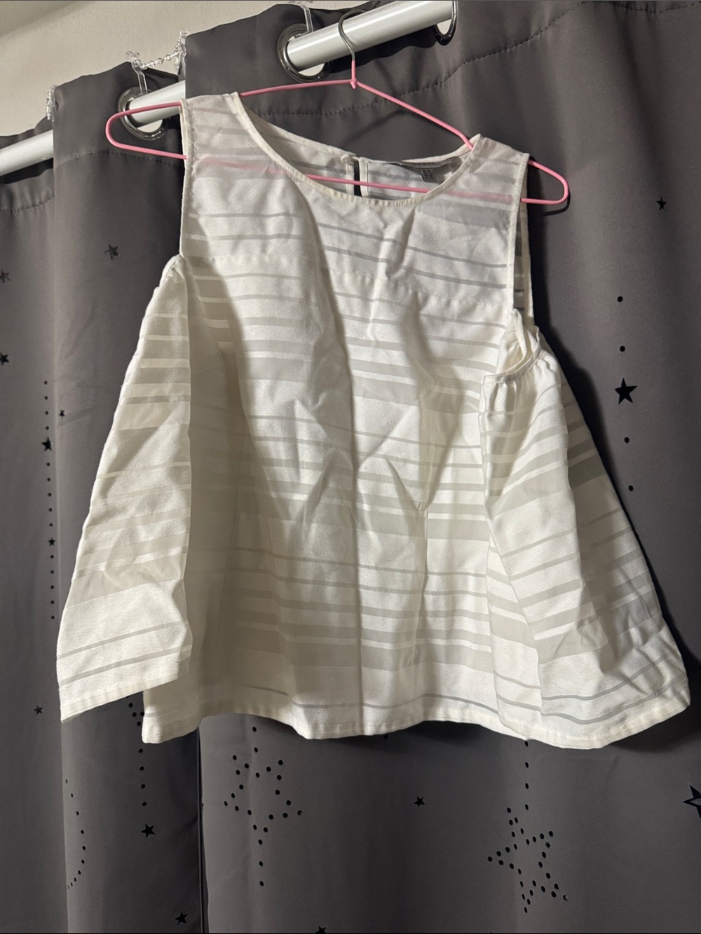 Women's White Striped Sleeveless Top